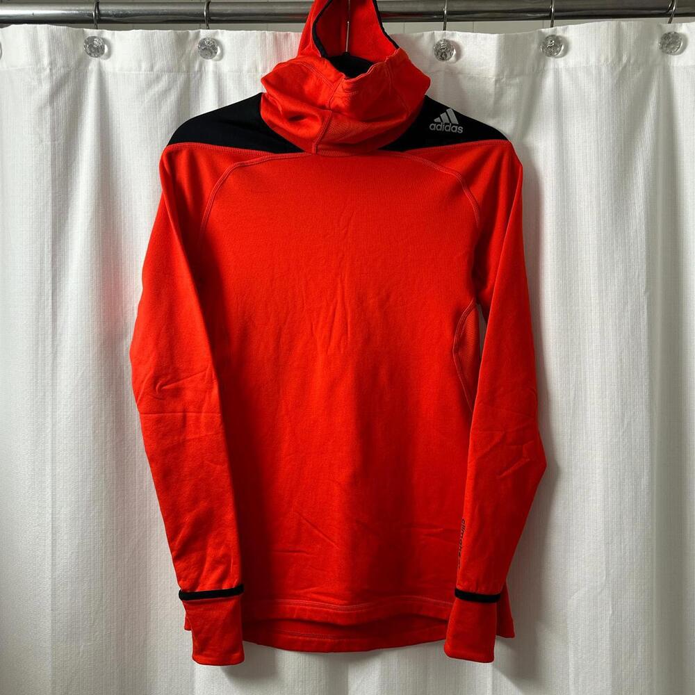 Adidas Men's Orange and Black Hoodie | Size: M